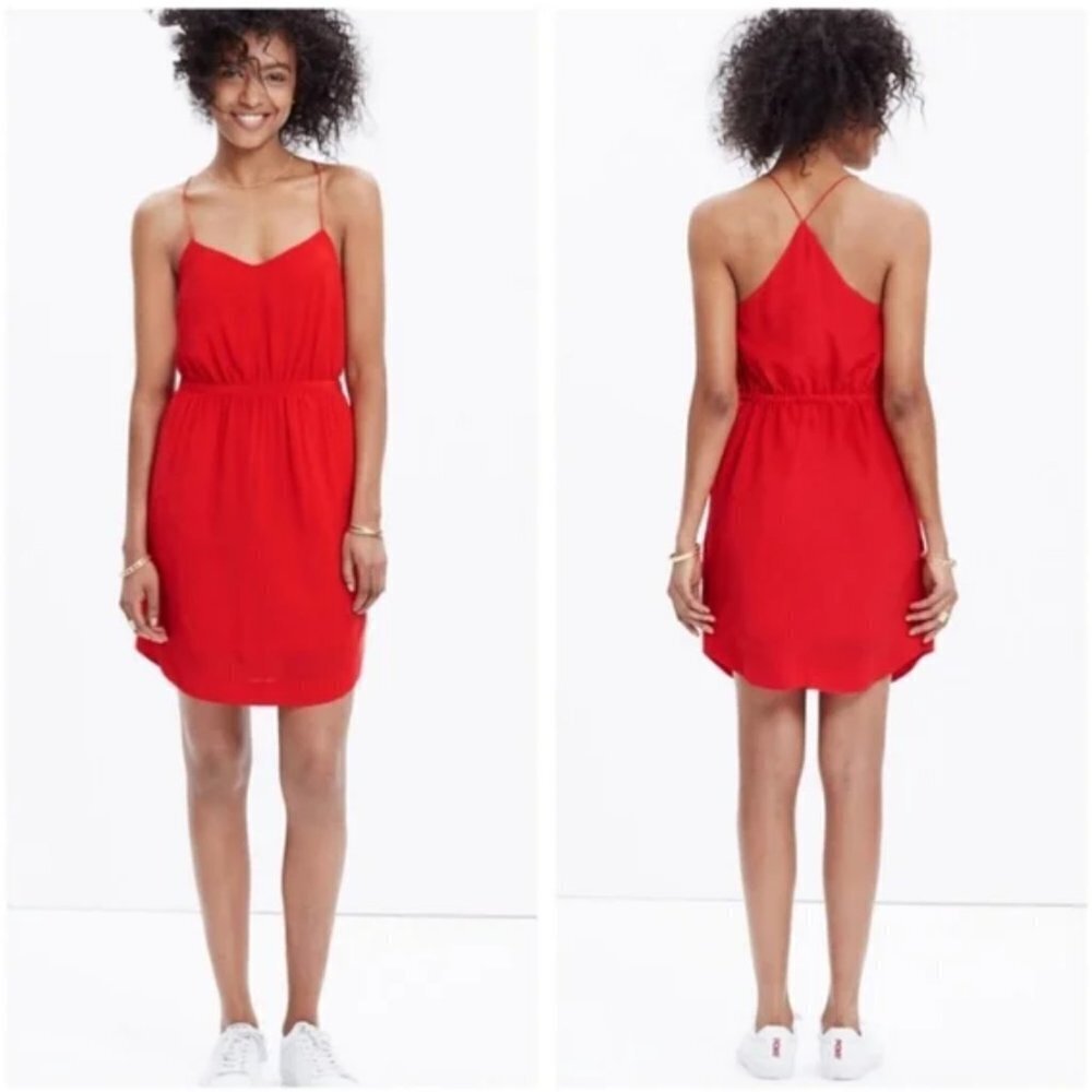 Madewell Red 100% Silk Spaghetti Strap Mini Cami Dress Size 4